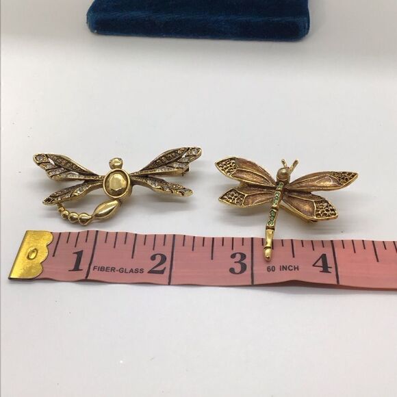 Lot of 2 Vintage Oscar de La Renta Dragonfly Brooches - Picture 7 of 7